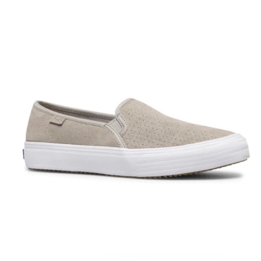 Keds Double Decker Houndstooth Slip On Comfy Sneaker Gray Suede Women Size 7.5